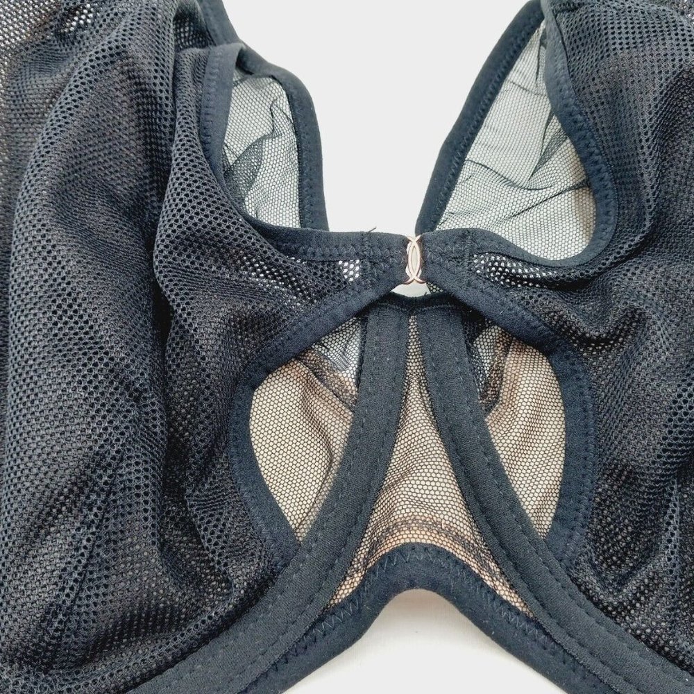 Elomi 301202 Kintai Peek A Boo Underwire Plunge Bra Black Size 32JJ US 32N - Picture 5 of 10